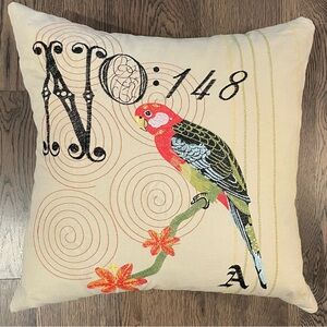 Embroidered decorative throw pillow